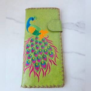 Lavishy Brand Green Peacock Embroidered Clutch